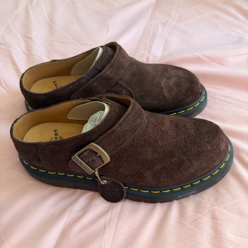Dr. Martens Isham Desert Oasis Suede Mules Dark Brown 31734201 Mens 9 Womens 10
